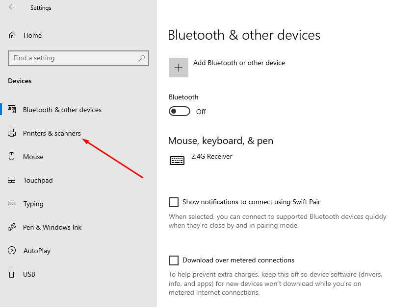 Now, choose “Printers & Scanners.” You'll see a list of all printers connected to your computer.

