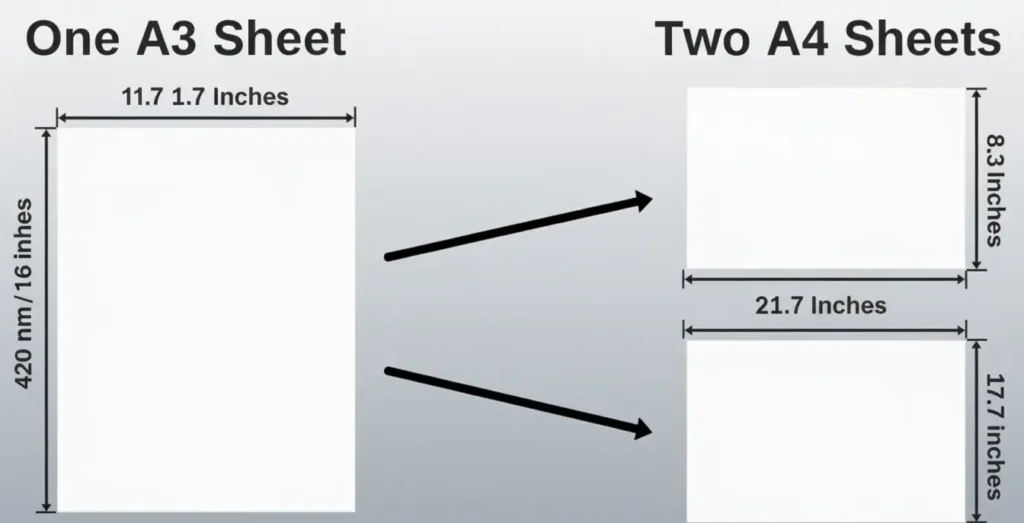 In fact, two A4 sheets make one A3 sheet.