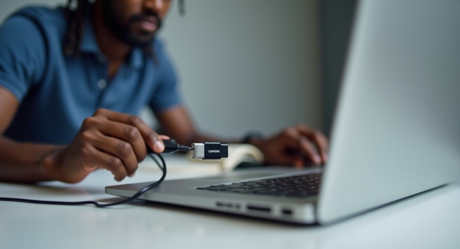 Lexmark printer USB cable properly connected to computer