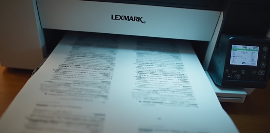 Test page showing poor and improved print quality of Lexmark printer