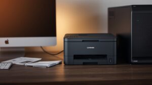 “Lexmark printer connected to PC with USB cable