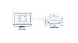 “Computer sending print command via driver to printer