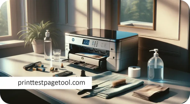 Clean printer and desk setup with original ink cartridges