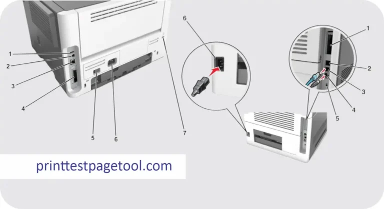 Lexmark printer connected to a laptop showing driver installation setup for USB and WiFi configuration.
