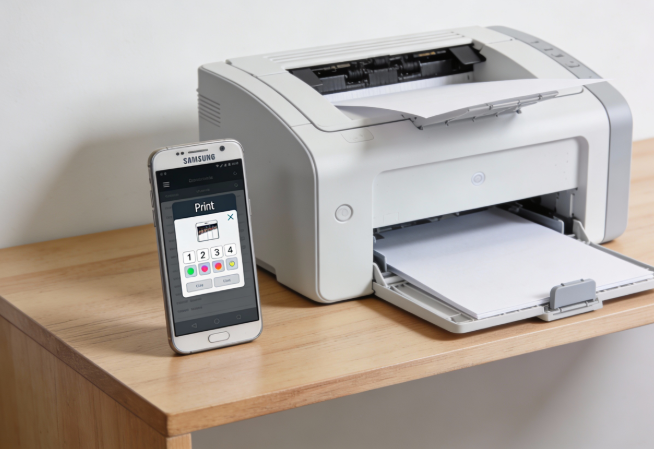 Samsung phone printing guide showing how to print documents from a phone