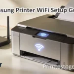 Samsung printer WiFi setup showing wireless connection to router