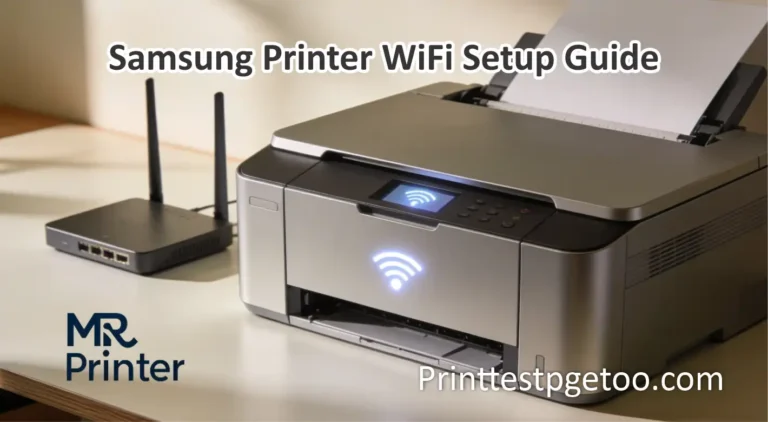 Samsung printer WiFi setup showing wireless connection to router